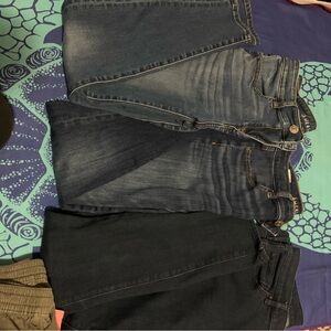 American Eagle Outfitters Women's Dark and Light Blue Straight Leg Jeans